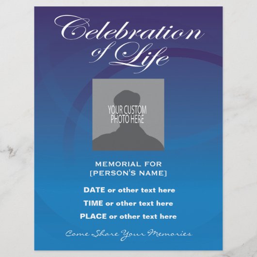 Celebration of Life Blue Circles Invitation Flyer (Front)