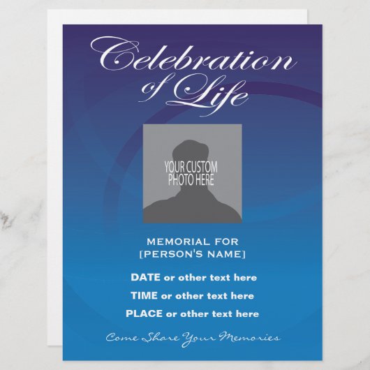 Celebration of Life Blue Circles Invitation Flyer (Front/Back)