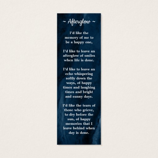 Celebration Of Life Blue Marble Poem Bookmark Zazzle