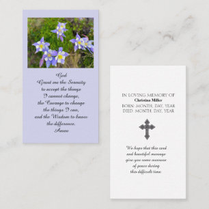 Celebration of Life Blue, Violet, Yellow, Prayer Business Card