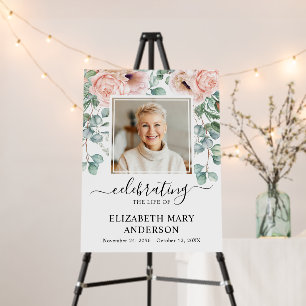 Celebration of Life Blush Pink Floral Photo Foam Board