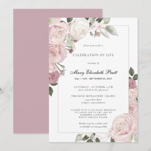 Celebration of Life Blush Pink Rose Rustic Floral
