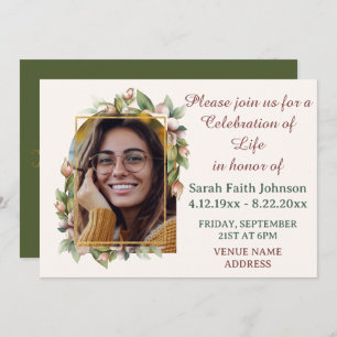 Celebration of Life Boho Floral Arch Photo Funeral Save The Date
