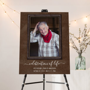 Celebration of Life Brown Funeral Framed Photo Foam Board