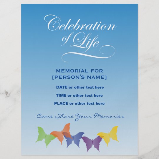 Celebration of Life Butterflies Invitation Flyer | Zazzle.com