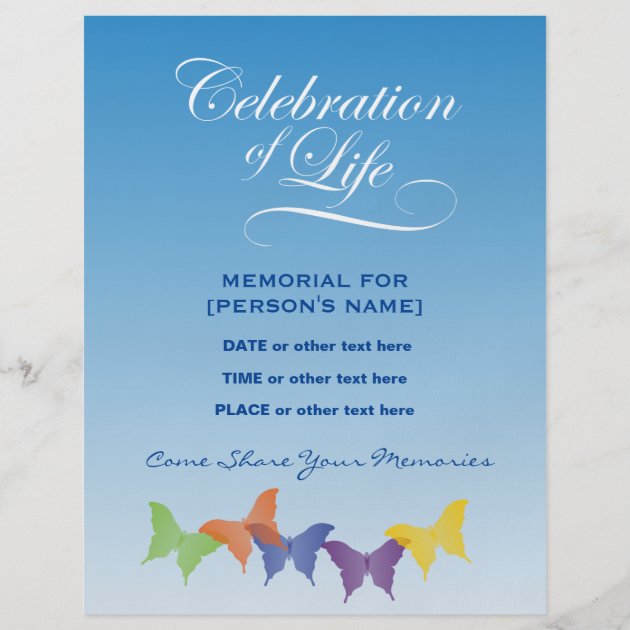 Celebration Of Life Butterflies Invitation Flyer | Zazzle.com