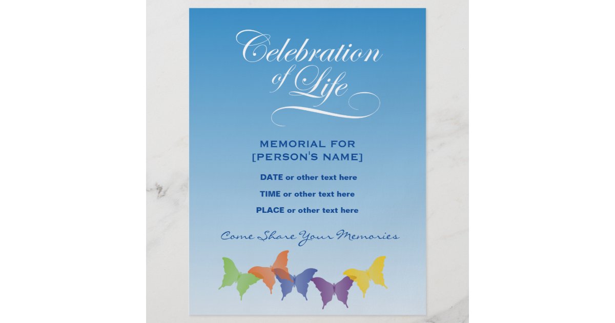 Celebration of Life Butterflies Invitation Flyer