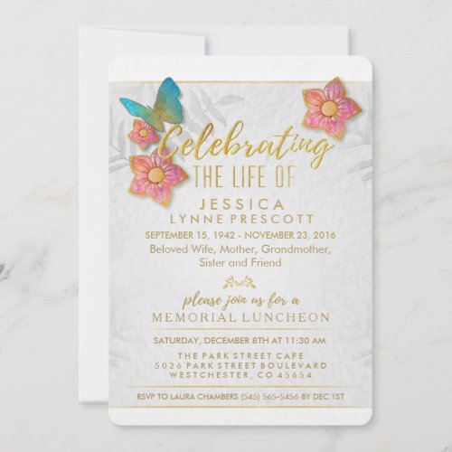 Celebration of Life Butterfly Luncheon Invite