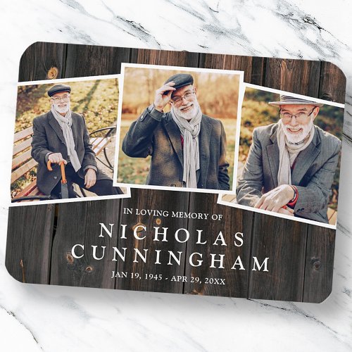 Celebration of Life Country Rustic Dark Wood Photo Magnet