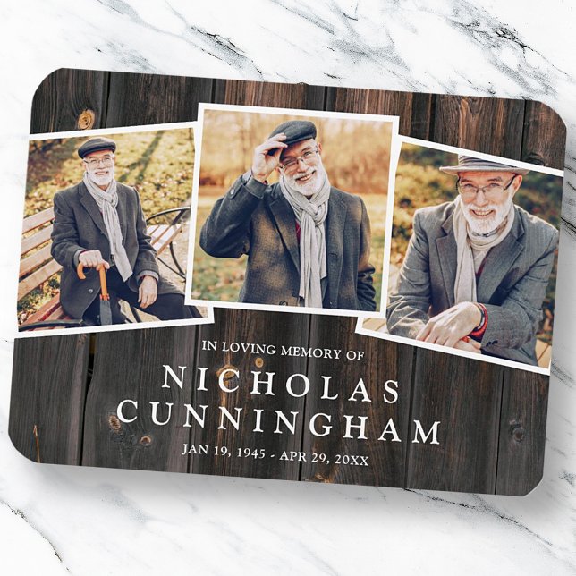 Celebration of Life Country Rustic Dark Wood Photo Magnet (Creator Uploaded)