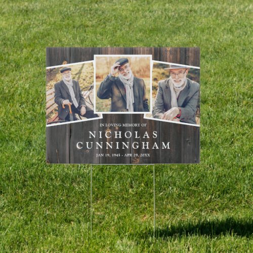 Celebration of Life Country Rustic Dark Wood Photo Sign