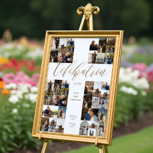 Celebration of Life Cross Photo Collage Funeral Poster