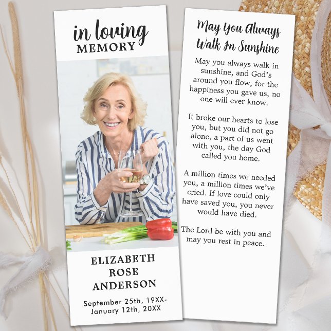 Celebration Of Life Custom Photo Modern Memorial Bookmarks (Creator Uploaded)