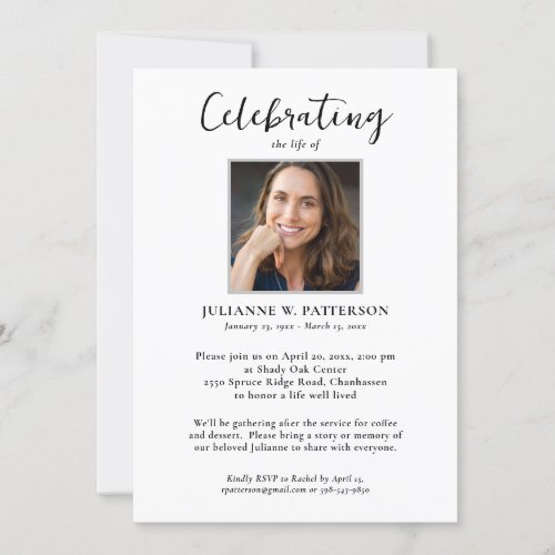 Celebration of Life Custom Photos Poem Text Invitation