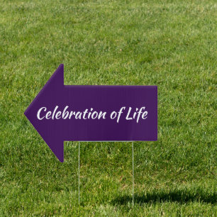 Celebration of Life Dark Purple Funeral Sign