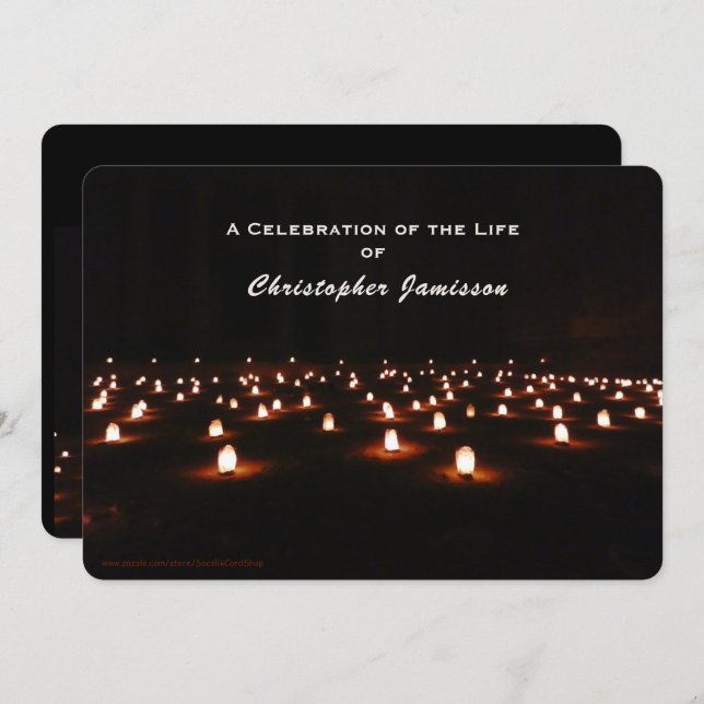 Celebration of Life, Dramatic Field of Candles Invitation (Front/Back)