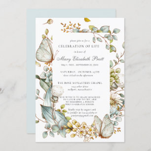 Celebration of Life Dusty Blue Botanical Invitation