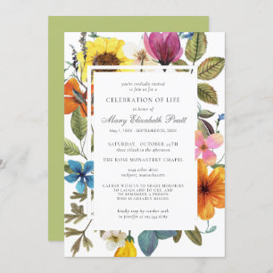 Celebration of Life Dusty Boho Summer Floral Invit Invitation