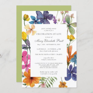 Celebration of Life Dusty Boho Summer Floral Invitation