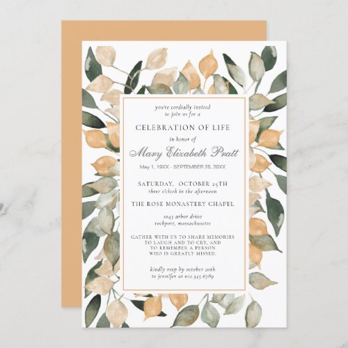 Celebration of Life Dusty Terracotta Botanical  Invitation