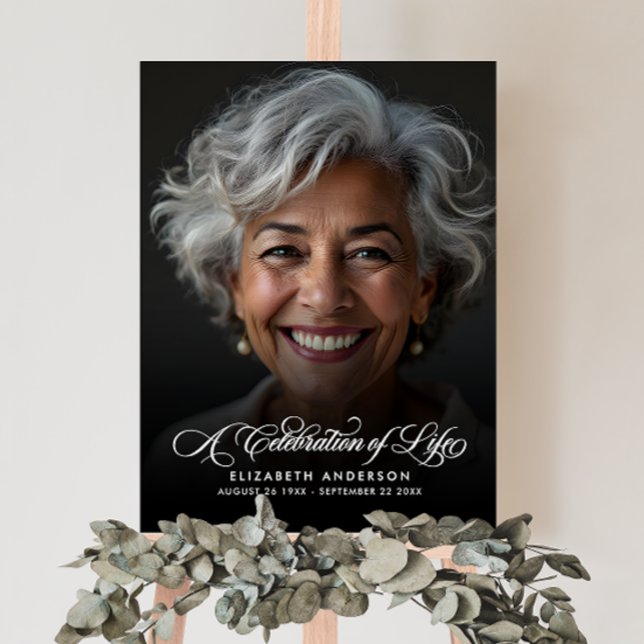 Celebration Of Life Elegant Calligraphy Photo Foam Board (Creator Uploaded)