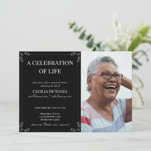 Celebration of Life Elegant Custom Photo Memorial Invitation