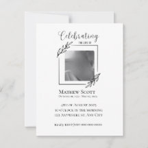 Celebration of life elegant funeral invitation