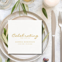 Celebration of Life Elegant Gold Script Funeral