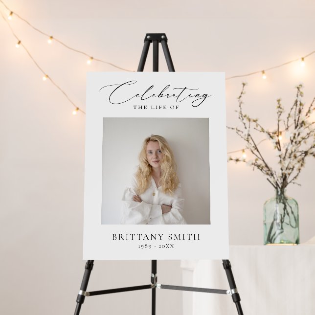 Celebration of Life Elegant Memorial Photo Sign (In Situ (Stand))