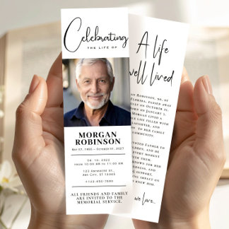 Celebration of Life | Elegant Memorial With Photo Bookmarks