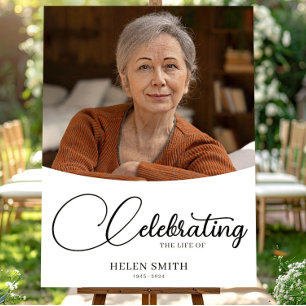 Celebration of Life, Elegant Photo Funeral Welcome Foam Board