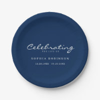 Celebration of Life Elegant Script Funeral Blue 