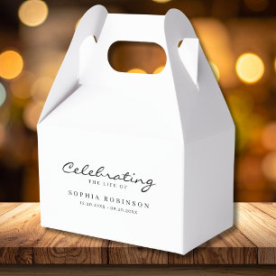 Celebration of Life Elegant Script Funeral Favor Boxes