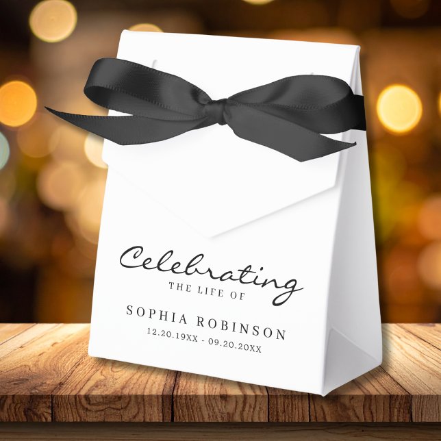Celebration of Life Elegant Script Funeral  Favor Boxes (Creator Uploaded)