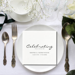 Celebration of Life Elegant Script Funeral  Napkins