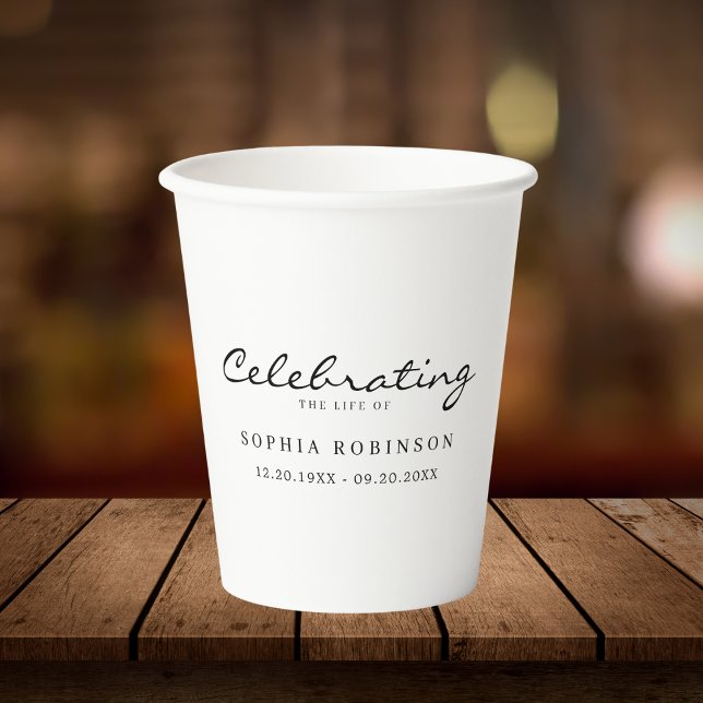 Celebration of Life Elegant Script Funeral  Paper Cups (Creator Uploaded)