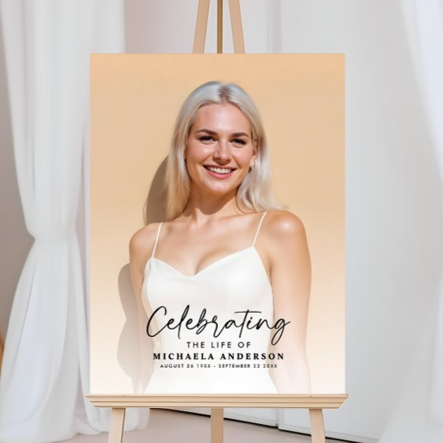Celebration Of Life Elegant Script Memorial Photo Foam Board (Creator Uploaded)