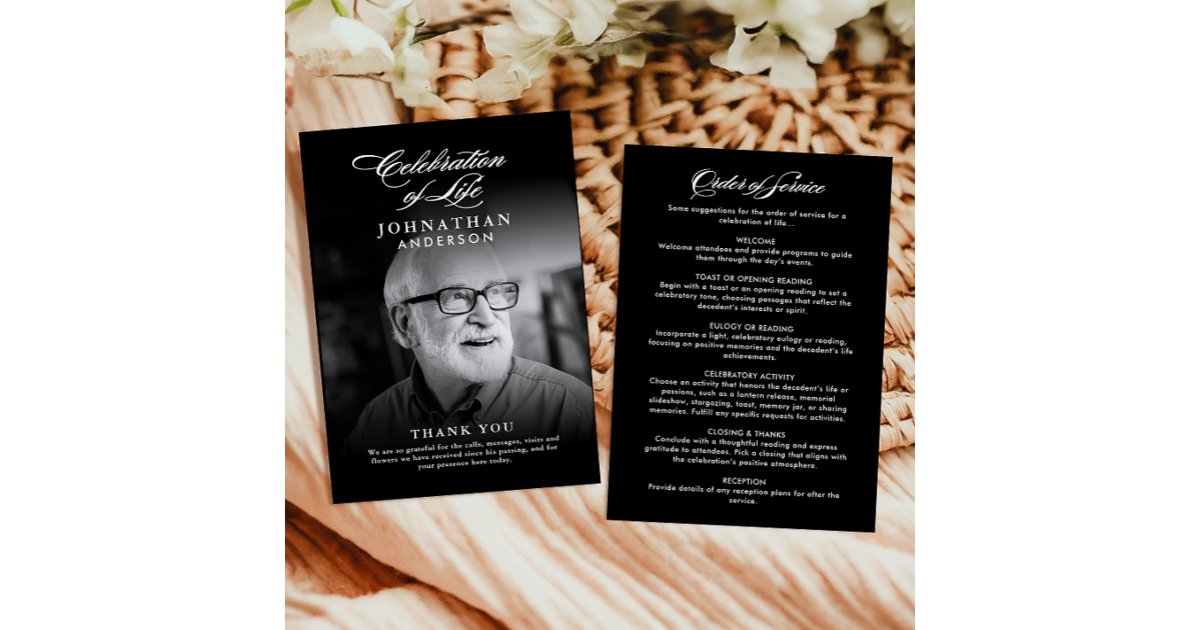Celebration of Life Elegant Script Photo Funeral Program | Zazzle