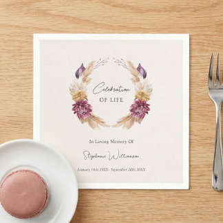 Celebration of Life Fall Floral  Wreath  Napkins