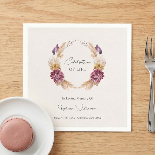 Celebration of Life Fall Floral  Wreath  Napkins (Creator Uploaded)