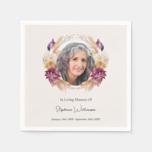Celebration of Life Fall Floral Wreath Napkins