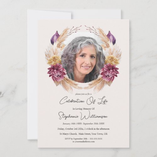 Celebration of Life Fall Wreath Order of Service  Invitation