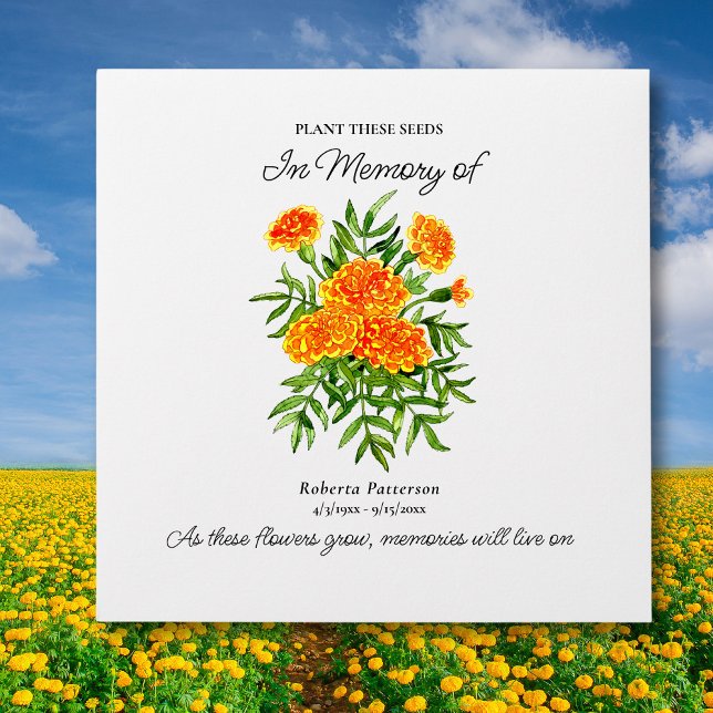 Celebration of Life Favor Pretty Marigold Flowers  Envelope (Creator Uploaded)