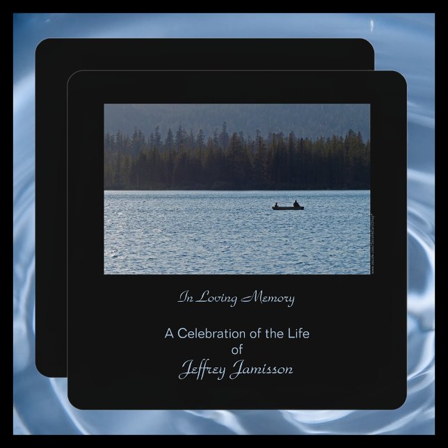 Celebration of Life, Fishermen on Lake, Square Invitation (Creator Uploaded)