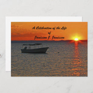 Celebration of Life Fishing Boat Sunset Memorial Invitation