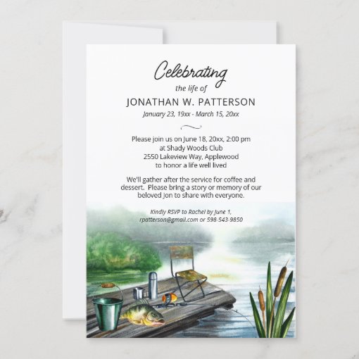 Celebration of Life, Fishing Fisherman Funeral Invitation | Zazzle