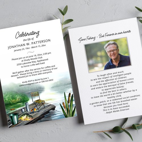 Celebration of Life Fishing Fisherman Funeral Invitation