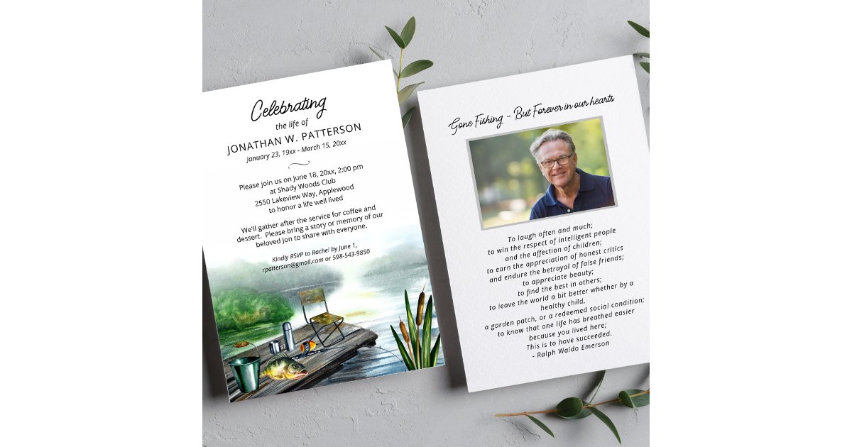 Celebration of Life, Fishing Fisherman Funeral Invitation | Zazzle