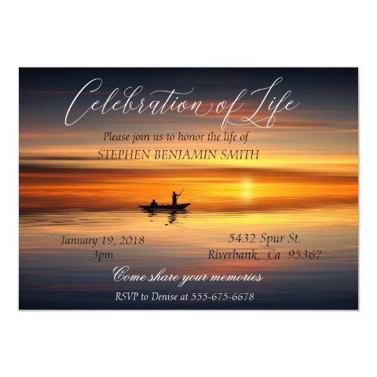 Celebration of Life Fishing Lake Sunset Sunrise Invitation | Zazzle.com