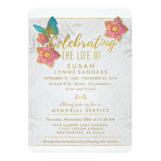 Celebration of Life Floral Butterfly Invitation